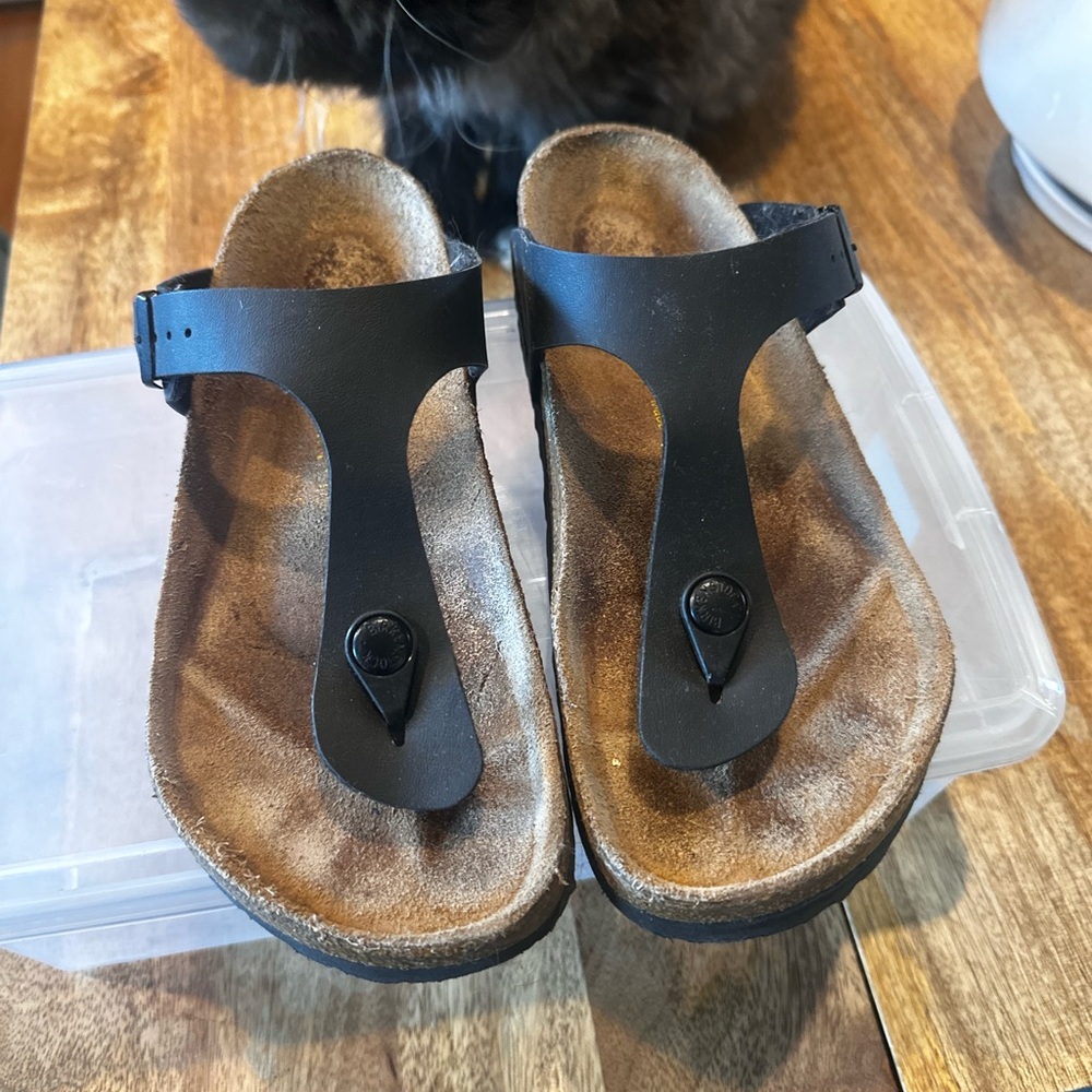 Birkenstock Black Sandals with Tan Footbed